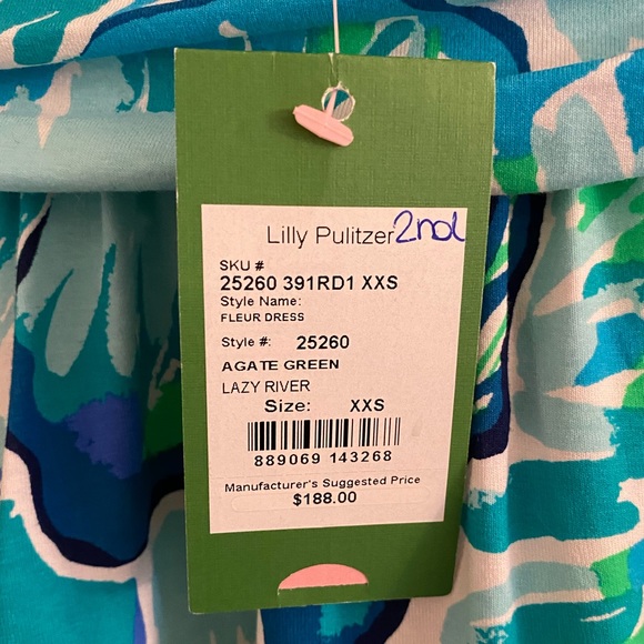 NWT Lilly Pulitzer Fleur Dress Lazy River XXS - Picture 5 of 5